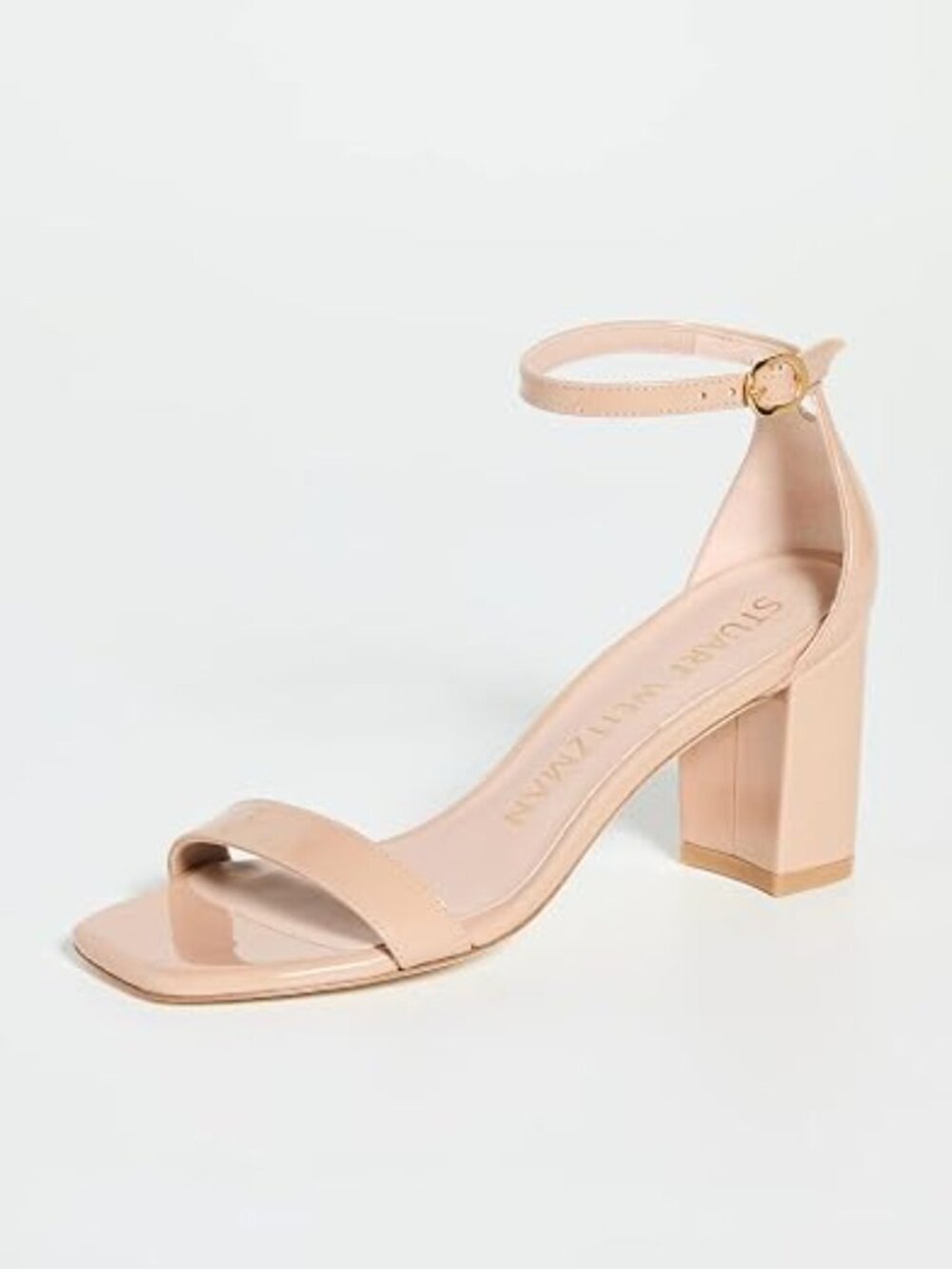 Stuart Weitzman Women's Nudist curve 75 Block Sandals, Adobe, Tan, 7.5 Medium